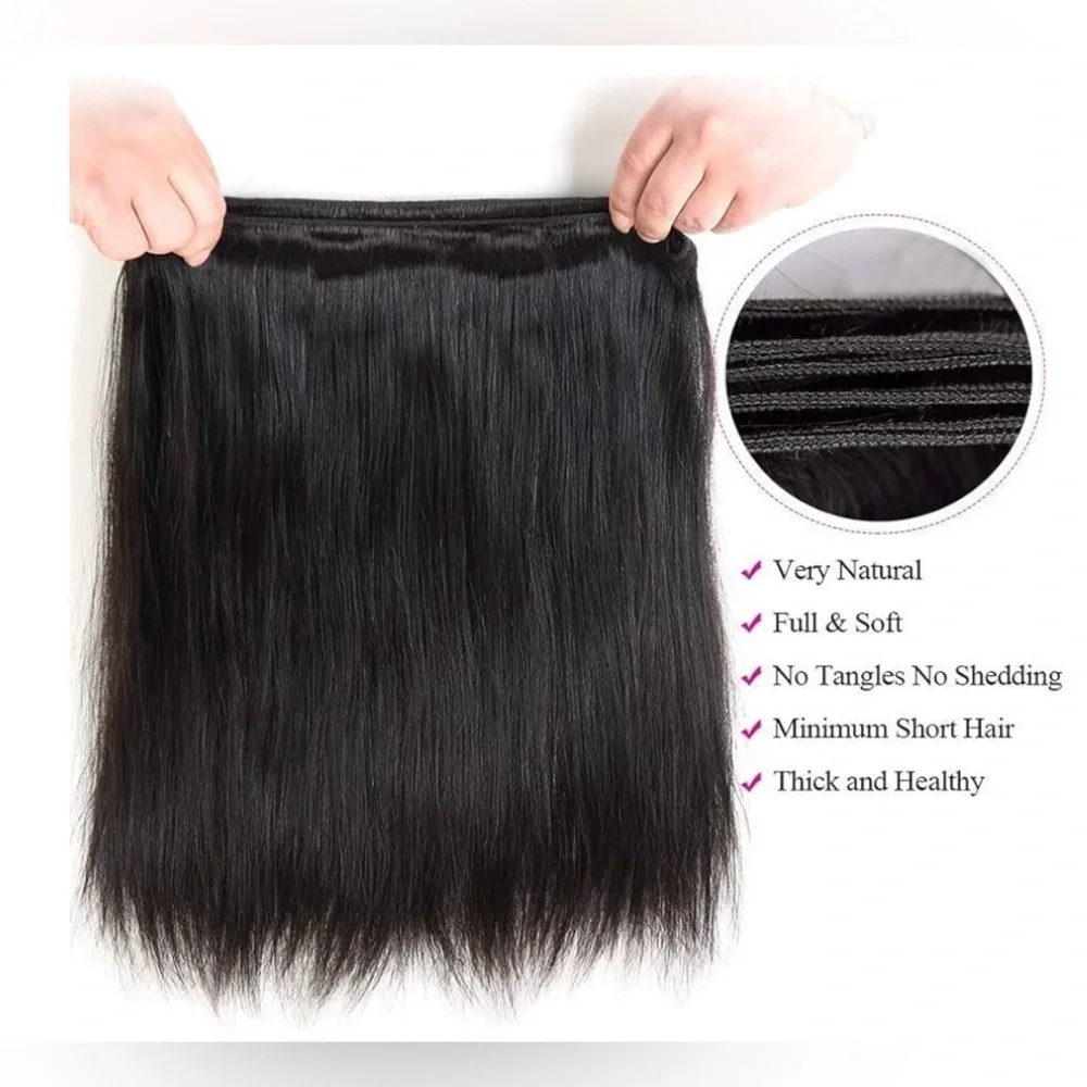 Human hair Blend 18 & 20 inches Black Straight Bundles - Weave / Weft